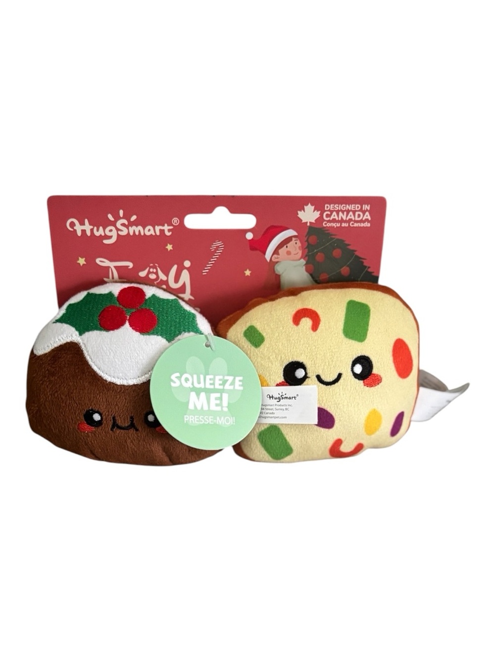 HugSmart Holiday Dog Plush Squeeze Toys - Brown & Yellow